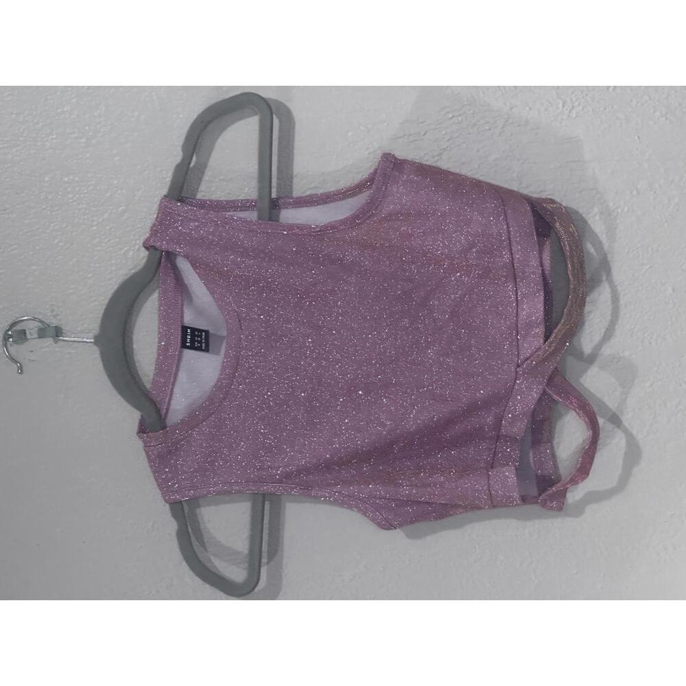 SHEIN Women's Sparkly Pink Crop Top
